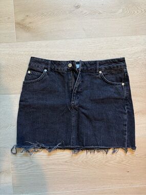 Topshop Black Denim Mini Skirt